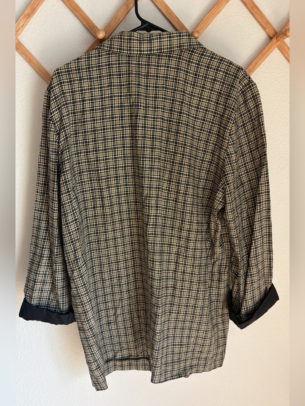 Vintage Sag Harbor Plaid Linen Blazer 90s Grunge Academia Jacket - Size 18 - Picture 2 of 8